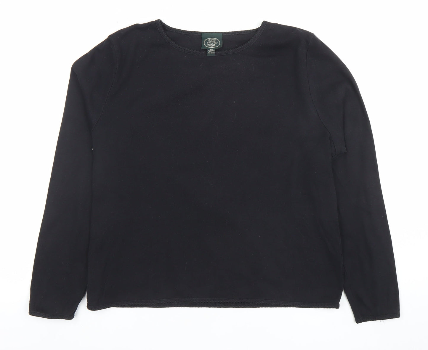 Laura Ashley Women's Black XL Long Sleeve Cotton Basic Top