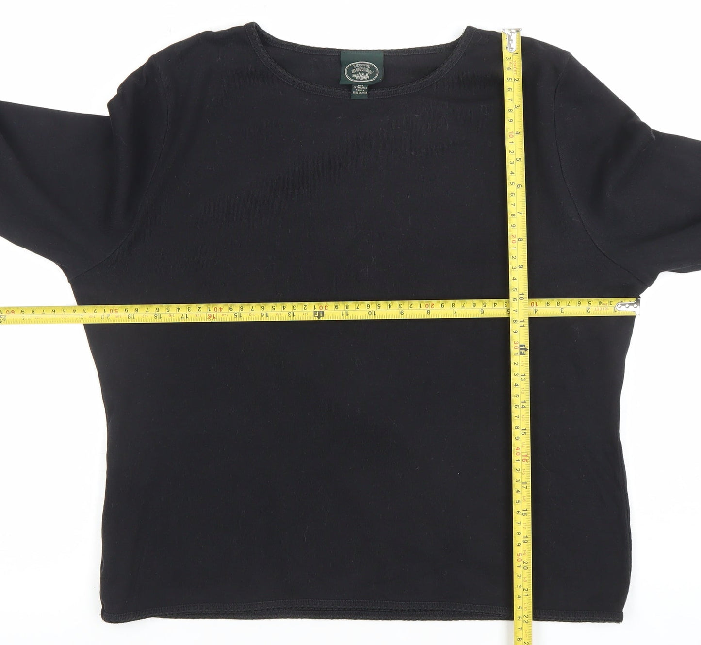 Laura Ashley Women's Black XL Long Sleeve Cotton Basic Top