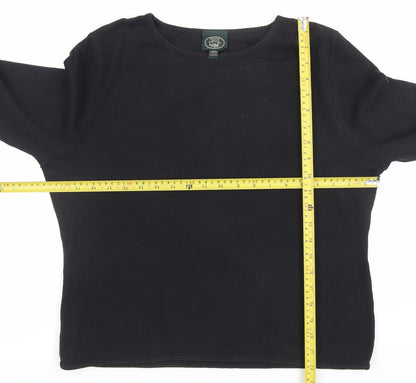 Laura Ashley Women's Black XL Long Sleeve Cotton Basic Top