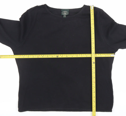 Laura Ashley Women's Black XL Long Sleeve Cotton Basic Top