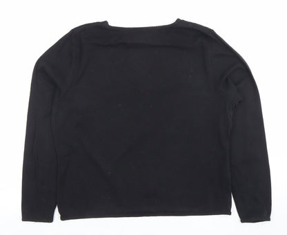 Laura Ashley Women's Black XL Long Sleeve Cotton Basic Top