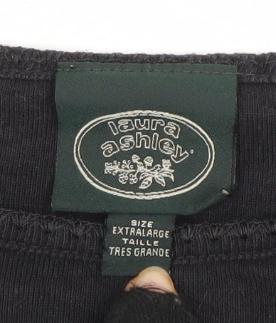 Laura Ashley Women's Black XL Long Sleeve Cotton Basic Top