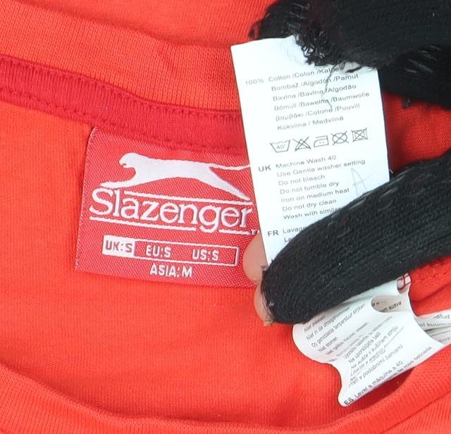 Slazenger Men's Red Short Sleeve Cotton Crew Neck T-Shirt Size S
