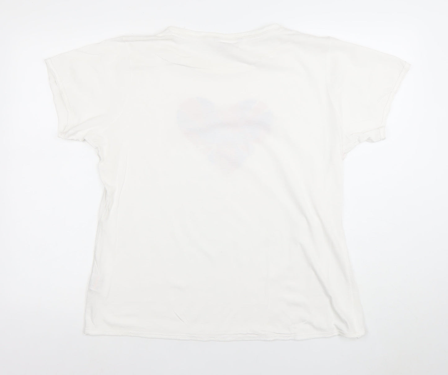 Papaya Women White England Heart Flag Cotton T-Shirt Size 22