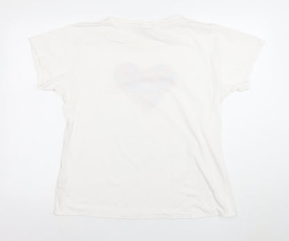 Papaya Women White England Heart Flag Cotton T-Shirt Size 22