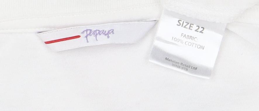 Papaya Women White England Heart Flag Cotton T-Shirt Size 22