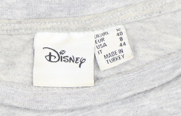 Womens UK Size 12 Disney Grey Basic T-Shirt