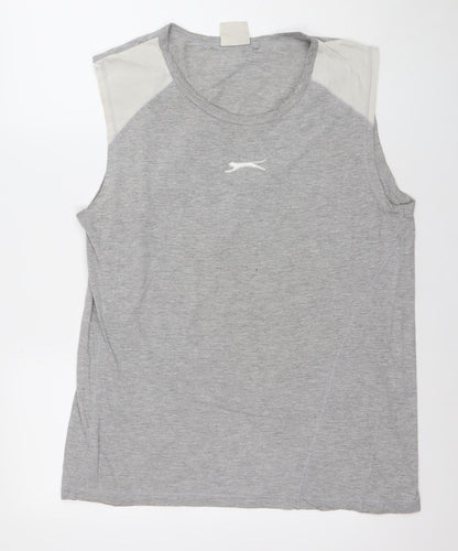 Slazenger Men's Grey Sleeveless Sports T-Shirt L Stretch Fit