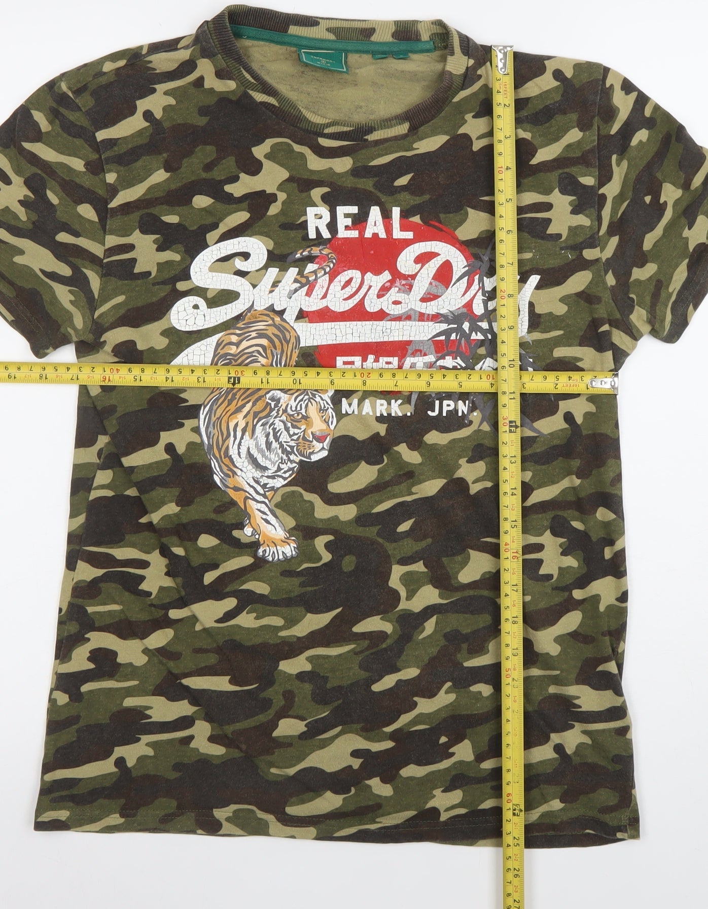 Superdry Men's Green Camouflage Graphic Tiger T-Shirt Size S