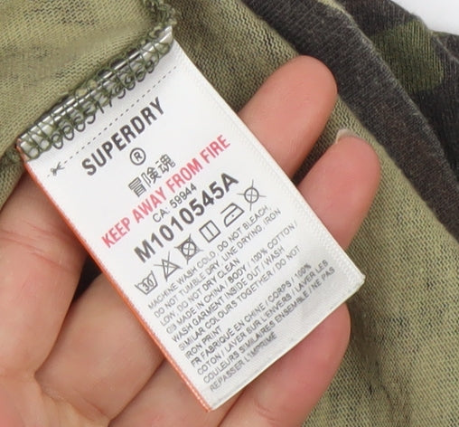 Superdry Men's Green Camouflage Graphic Tiger T-Shirt Size S