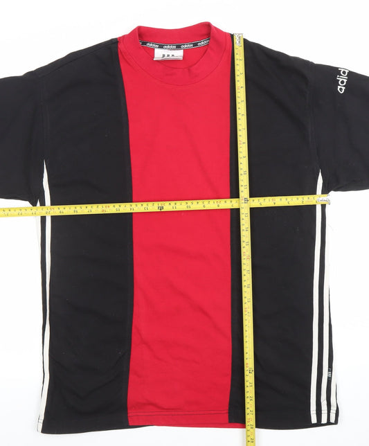 Adidas Men's Vintage Red Black Colourblock T-Shirt Size M Sports Jersey