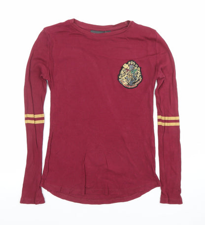 Womens UK Size 8 Harry Potter Red Basic T-Shirt
