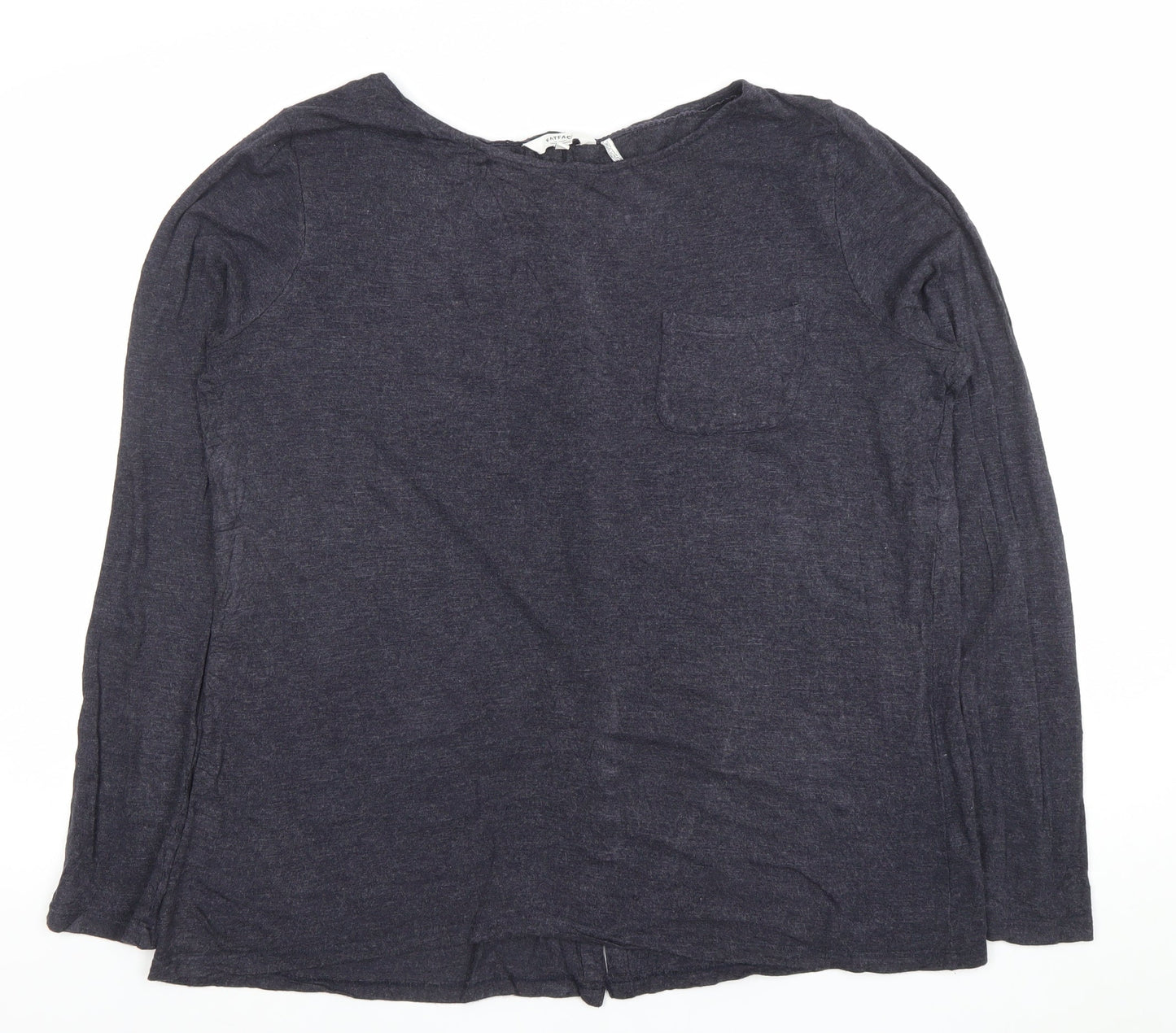 FatFace Womens Grey Long Sleeve Button-Up Jersey Top Size 14