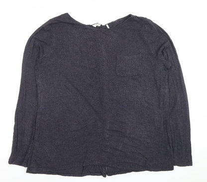 FatFace Womens Grey Long Sleeve Button-Up Jersey Top Size 14