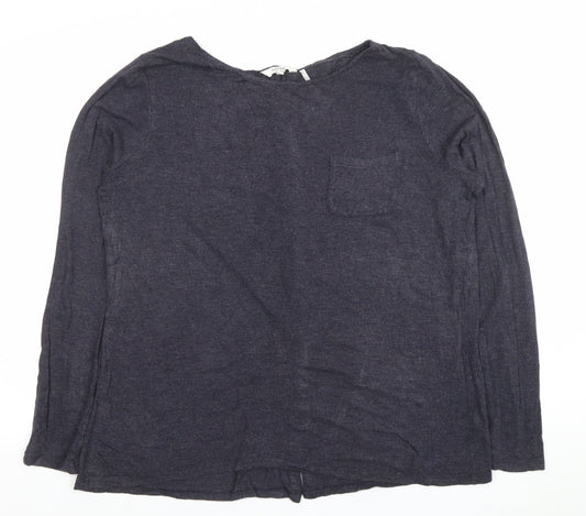 FatFace Womens Grey Long Sleeve Button-Up Jersey Top Size 14