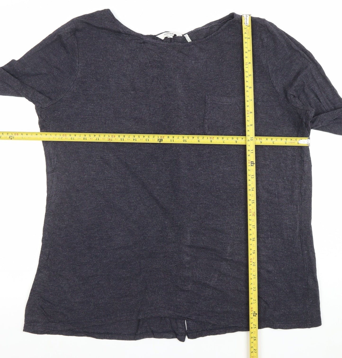 FatFace Womens Grey Long Sleeve Button-Up Jersey Top Size 14