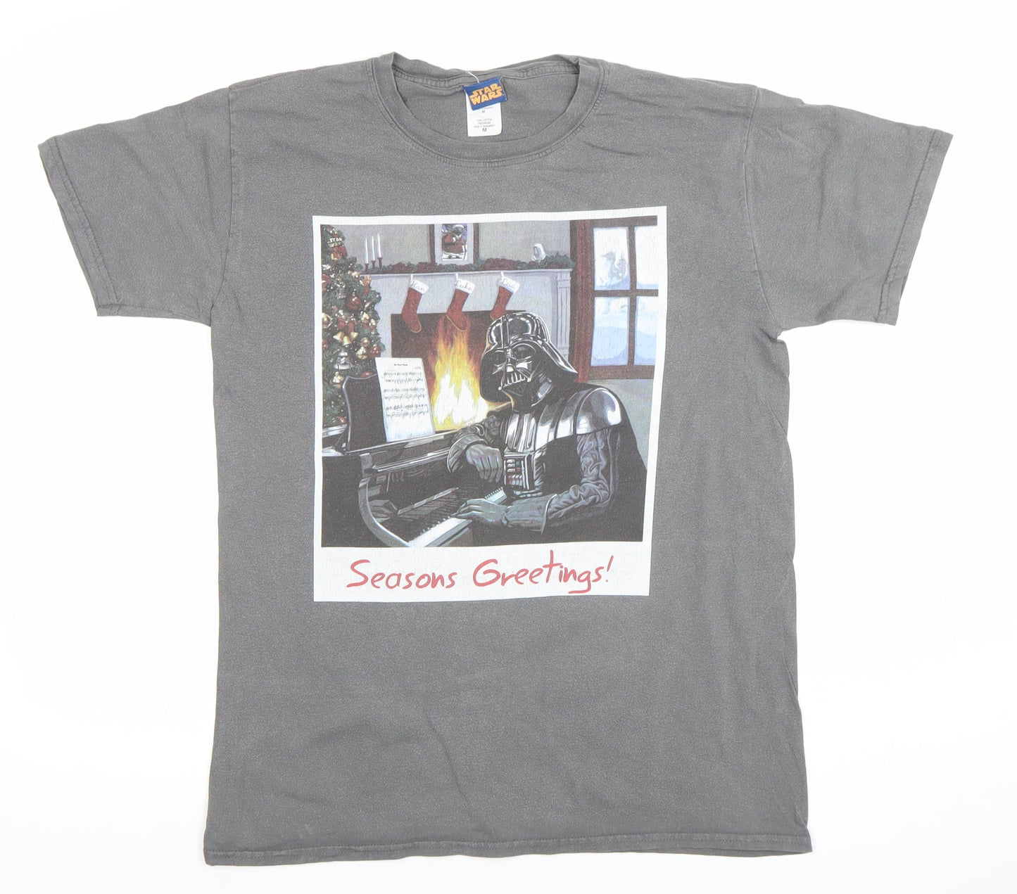 Star Wars Men's Grey Darth Vader Christmas Graphic T-Shirt Medium