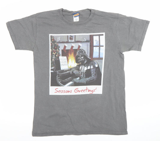 Star Wars Men's Grey Darth Vader Christmas Graphic T-Shirt Medium