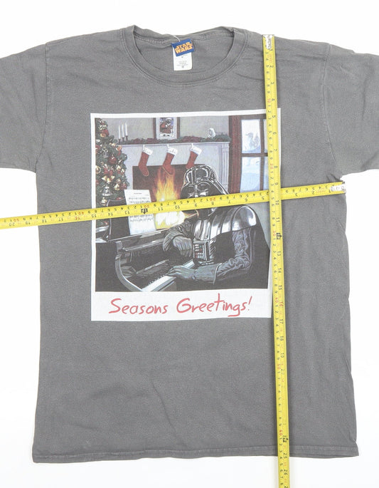 Star Wars Men's Grey Darth Vader Christmas Graphic T-Shirt Medium