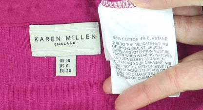 Karen Millen Womens Pink Embellished Scoop Neck Cotton Tank Top Size 10