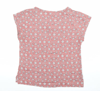 Laura Ashley Womens Pink Floral Viscose Jersey V-Neck T-Shirt Size 14
