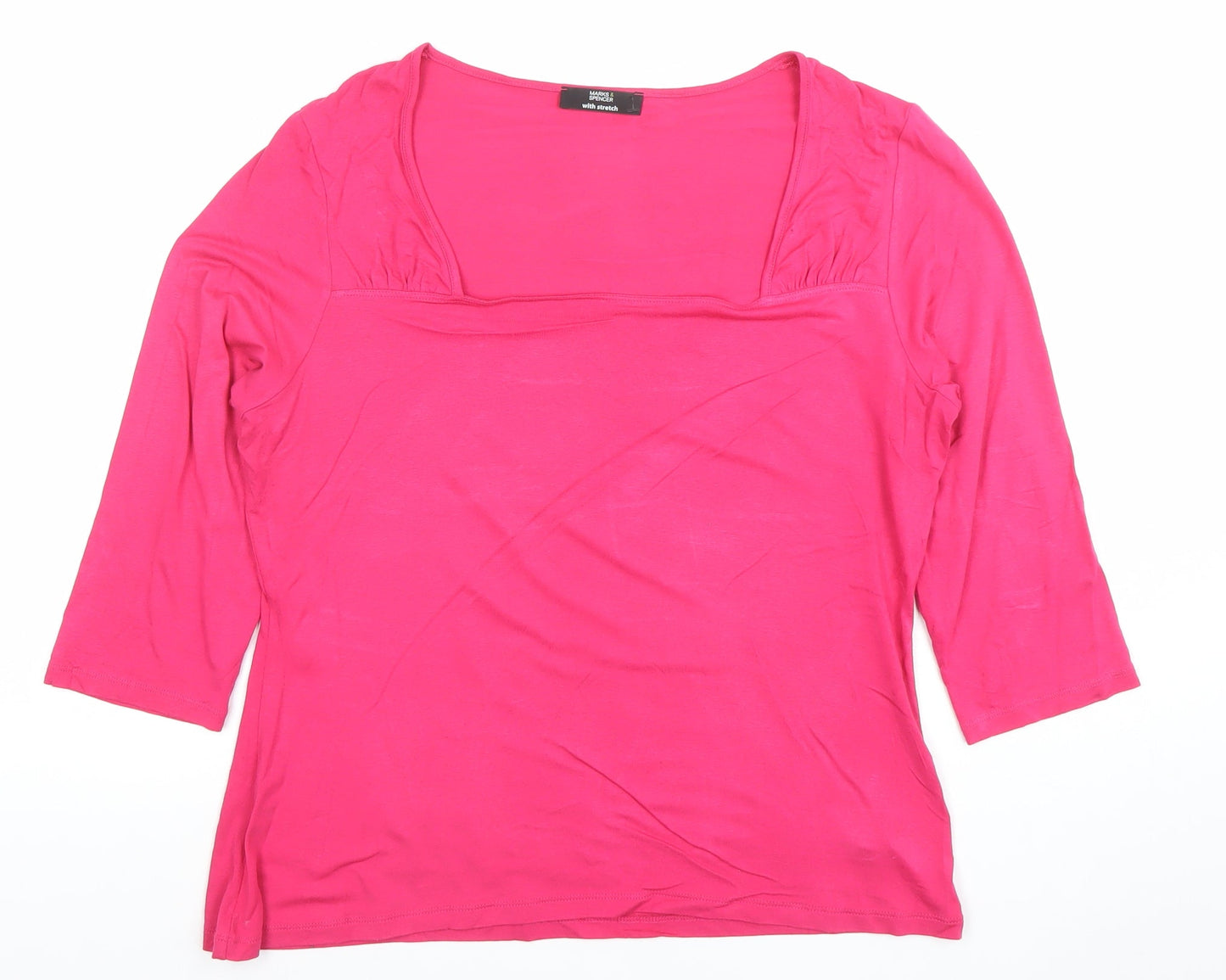 Womens UK Size 14 Marks and Spencer Pink Basic T-Shirt