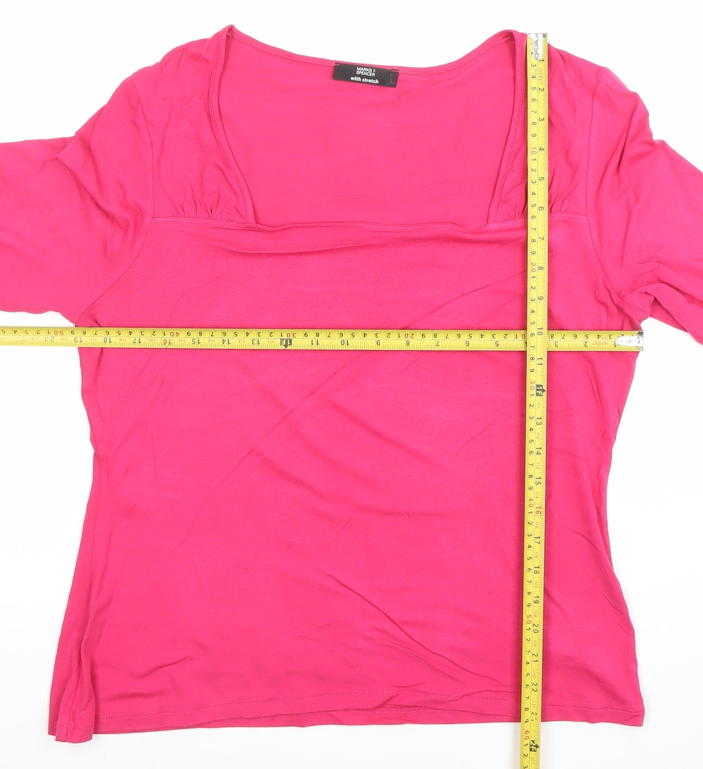Womens UK Size 14 Marks and Spencer Pink Basic T-Shirt