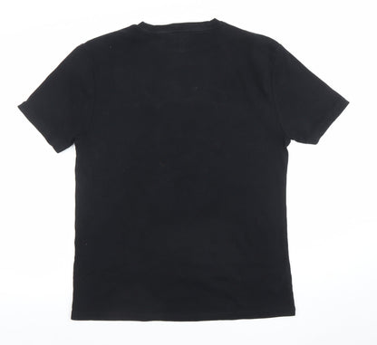 River Island Men's Black Embroidered Logo T-Shirt Size M