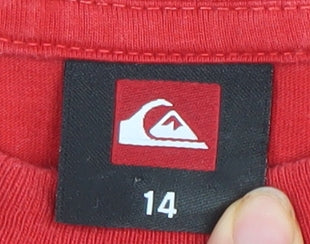 Teens UK Size 14 Quiksilver Red Basic T-Shirt