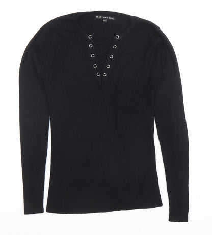 Womens UK Size 12 Heart and Soul Black Pullover Jumper