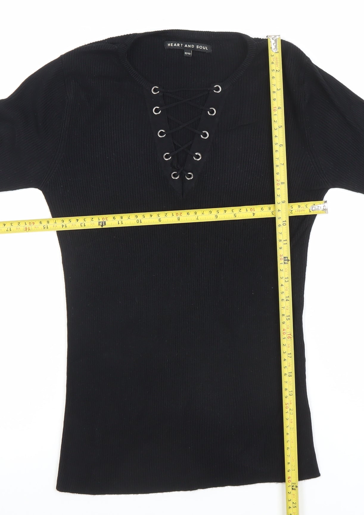 Womens UK Size 12 Heart and Soul Black Pullover Jumper