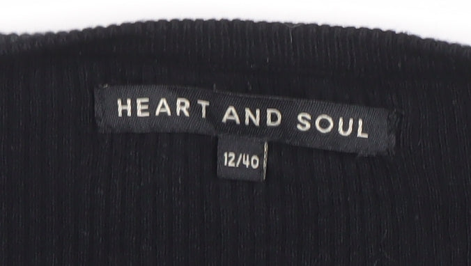 Womens UK Size 12 Heart and Soul Black Pullover Jumper