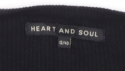 Womens UK Size 12 Heart and Soul Black Pullover Jumper