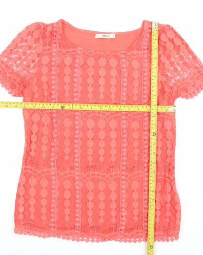 Womens UK Size S Oasis Pink Basic T-Shirt