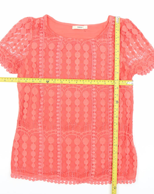 Womens UK Size S Oasis Pink Basic T-Shirt