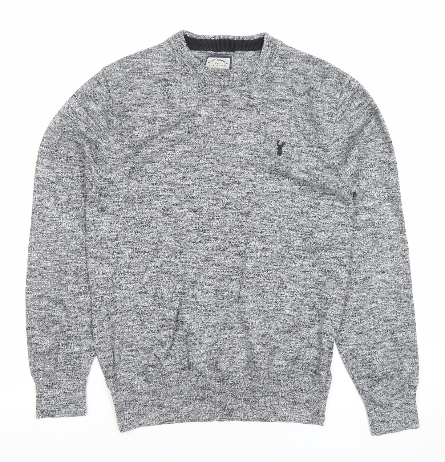 Next Men’s Grey Cotton Blend Crew Neck Pullover Jumper Size S