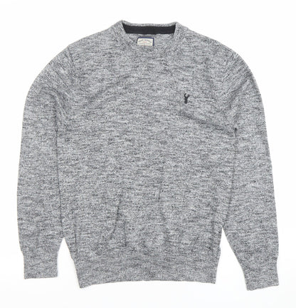 Next Men’s Grey Cotton Blend Crew Neck Pullover Jumper Size S