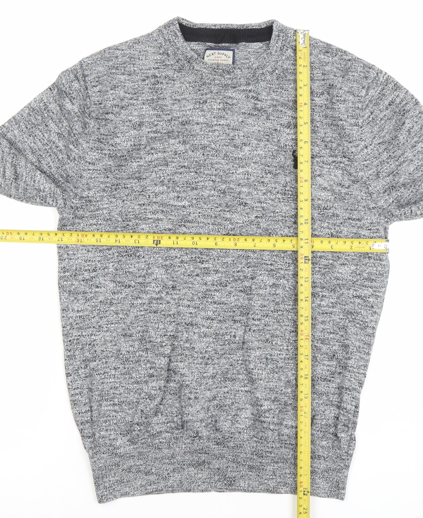 Next Men’s Grey Cotton Blend Crew Neck Pullover Jumper Size S