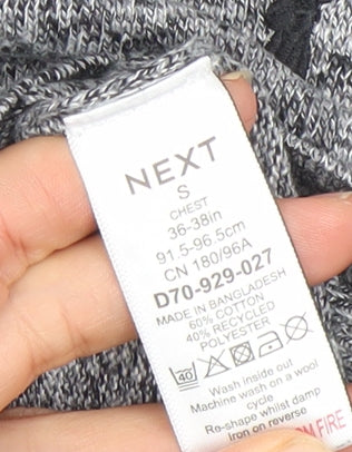 Next Men’s Grey Cotton Blend Crew Neck Pullover Jumper Size S