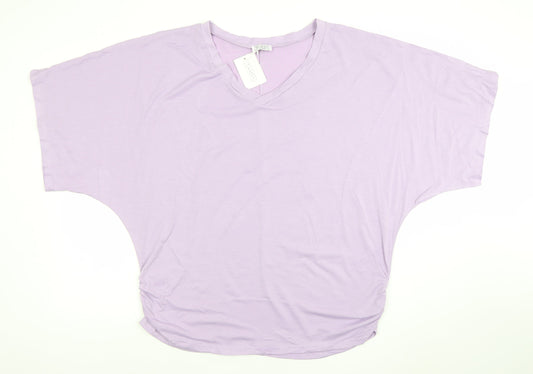 Womens UK Size L Tamsy Purple Basic T-Shirt