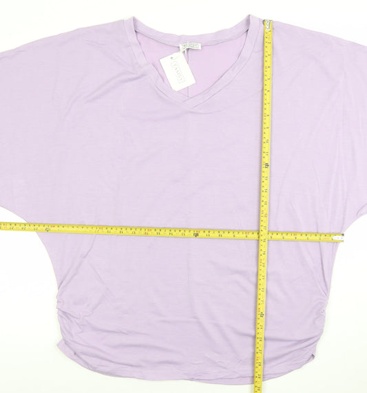 Womens UK Size L Tamsy Purple Basic T-Shirt
