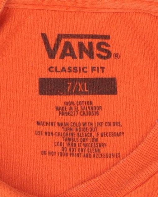 Boys UK Size 7XL VANS Orange Basic T-Shirt