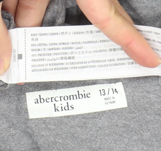 Boys UK Size 13-14 Years abercrombie kids Grey Basic T-Shirt