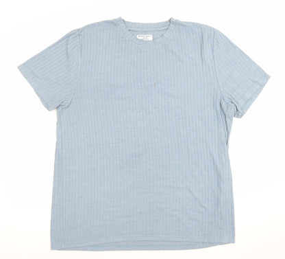 Brave Soul Men's Blue Short Sleeve Crew Neck Cotton T-Shirt Size M