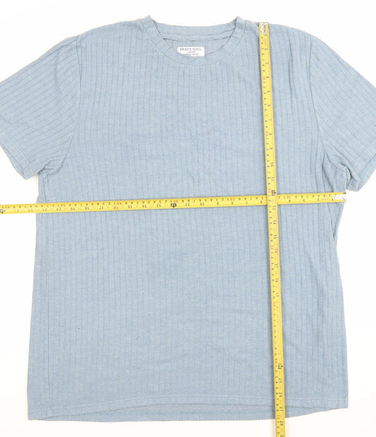 Brave Soul Men's Blue Short Sleeve Crew Neck Cotton T-Shirt Size M