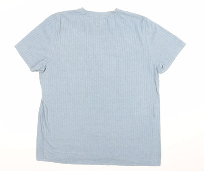 Brave Soul Men's Blue Short Sleeve Crew Neck Cotton T-Shirt Size M