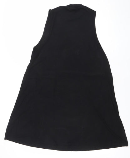 Topshop Women's Black Size 14 Sleeveless A-Line Knee Length Dress