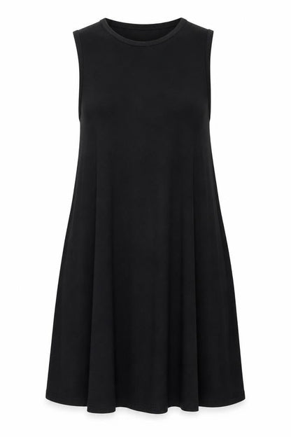 Topshop Women's Black Size 14 Sleeveless A-Line Knee Length Dress