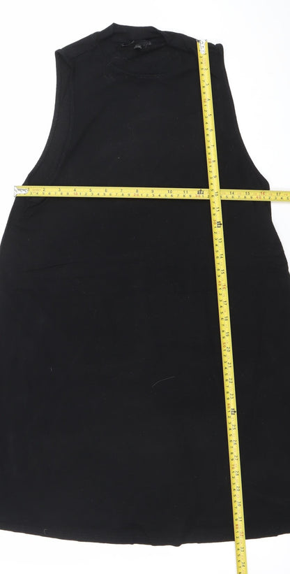 Topshop Women's Black Size 14 Sleeveless A-Line Knee Length Dress