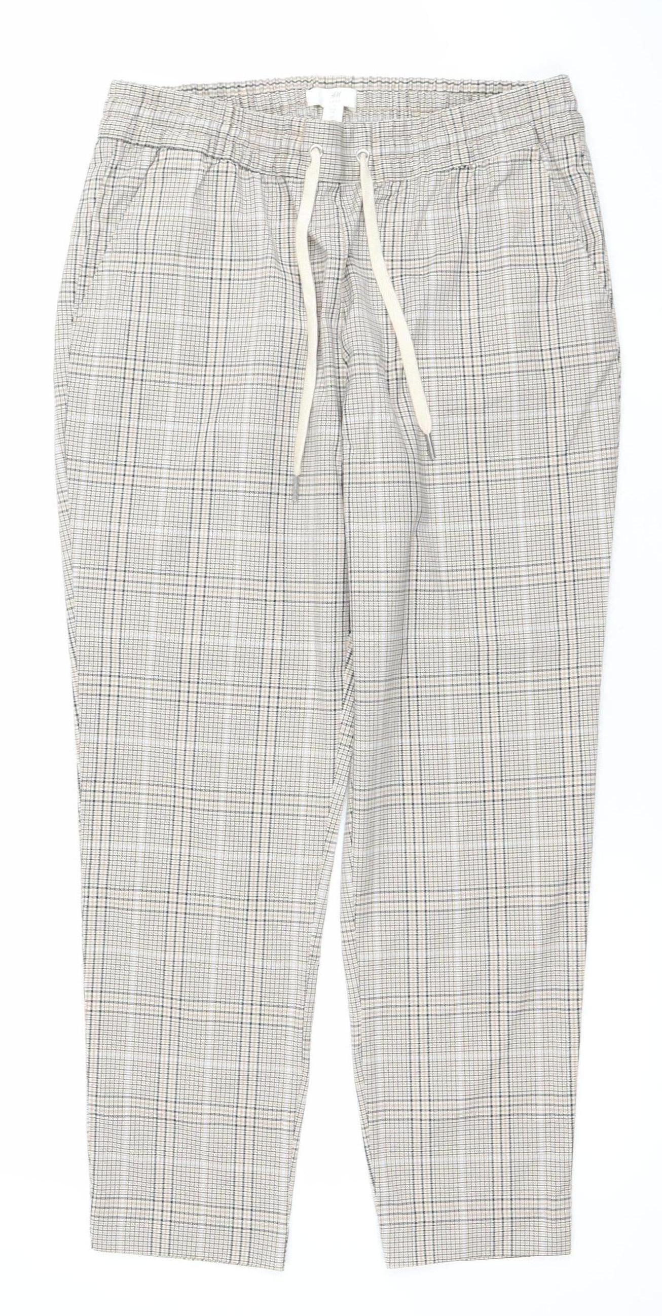 Womens UK Size 12 H&M Regular Fit Casual Workwear Beige Trousers